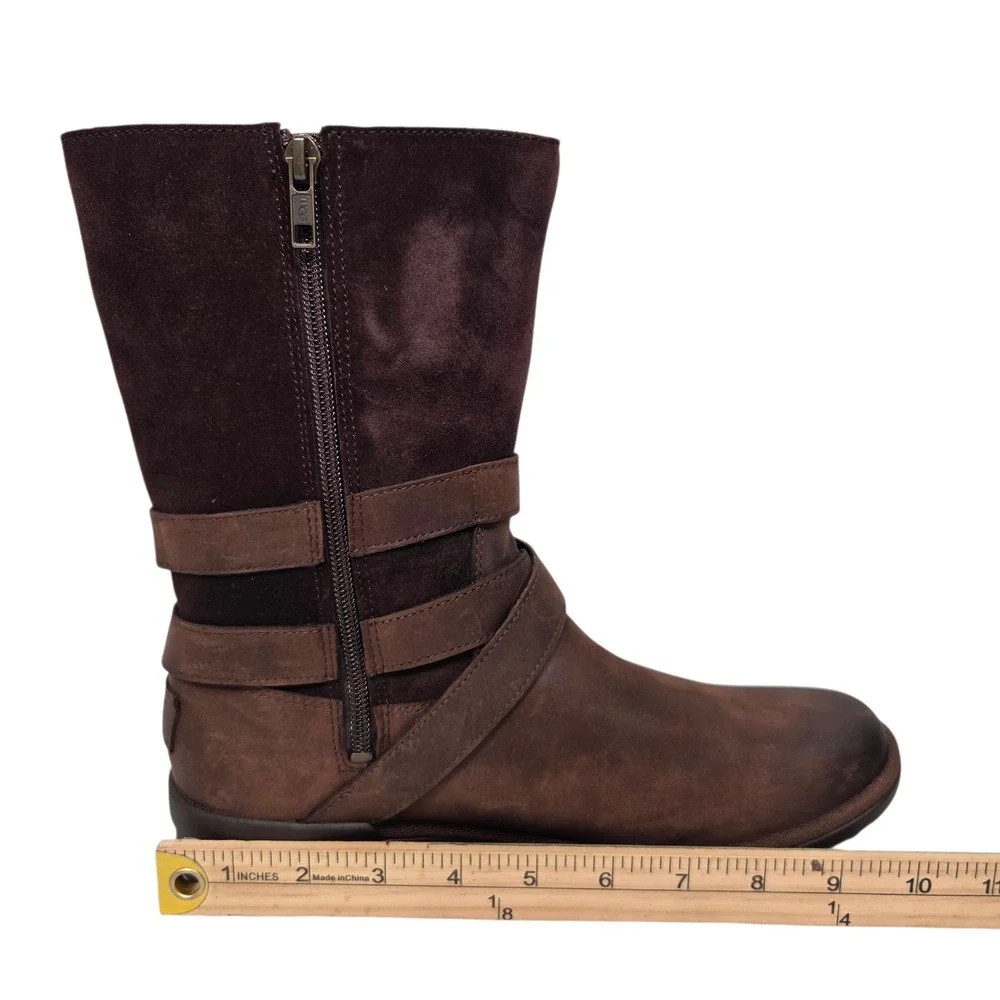 NEW UGG Simmens Boots Women 9 Brown Leather Suede Waterproof Buckle 1095155
